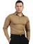 Koyu Bej Uzun Kollu Taktik Polo Yaka Tişört, 2 Cepli Uzun Kollu T-Shirt 4