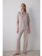 Aging Collagen Floral Gömlekli Pantolon Bej Pijama Takımı 1