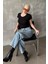 Siyah Geniş Yaka Fittili Basic Kadın T-Shirt MG2293 3