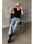 Siyah Geniş Yaka Fittili Basic Kadın T-Shirt MG2293 2