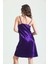 7790 Kadın Mor Degaje Yaka Saten Gecelik 3