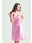 7790 Kadın Pembe Degaje Yaka Saten Gecelik 1