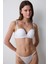 Kırık Beyaz Heart Lace Çiçek Desenli Tokalı Push Up Straplez Sütyen 2