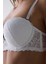 Kırık Beyaz Heart Lace Çiçek Desenli Tokalı Push Up Straplez Sütyen 7