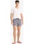 E0950 Siyah Çizgili File Astarlı Kısa Boy Deniz Şortu 3