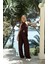 Prasetsah Bağlamalı Bordo Crop Pantolon Takım 2