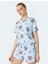 Yeni Sezon Pamuklu Baskılı Kısa Kollu Kadın Şortlu Pijama Takımı 2