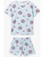 Yeni Sezon Pamuklu Baskılı Kısa Kollu Kadın Şortlu Pijama Takımı 3