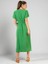 Lupinn Moda Yeşil V Yaka Kısa Kollu Yandan Bağlamalı Kuşaklı Midi Elbise - Yazlık Dokuma 4