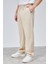 Erkek Bej Çift Pileli Rahat Kesim Beli Lastikli Bol Paça Baggy Pantolon ALBERT-1991 4