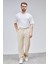 Erkek Bej Çift Pileli Rahat Kesim Beli Lastikli Bol Paça Baggy Pantolon ALBERT-1991 5