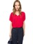 Kırmızı Ametist Rahat Kalıp V-Yaka Bluz 4