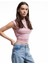 Yeni Sezon Drapeli Dik Yaka Kolsuz Crop Slim Fit Üst 1