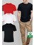 Beyaz Siyah Kırmızı 3'lü Basic Bisiklet Yaka T-Shirt 1