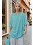 Kadın Mint Yeşili Basic Düz Baskısız Oversize Salas T-Shirt 1
