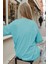 Kadın Mint Yeşili Basic Düz Baskısız Oversize Salas T-Shirt 2