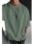 Erkek Açık Yeşil Geyik Baskılı Oversize Fit Bol Geniş Kalıp Salaş Kesim T-Shirt 1