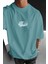 Erkek Turkuaz Earth Oversize Fit Bol Geniş Kalıp Salaş Kesim T-Shirt 1