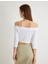 Yeni Sezon Koton x Sima Tarkan - Omzu Açık Crop Tişört Dirsek Boy Kol Pamuklu Slim Fit 4
