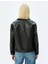 Yeni Sezon Crop Oversize Suni Deri Biker Ceket Fermuarlı Cepli Kemer Detaylı 4