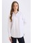Yeni Sezon Relax Fit Basic Düz Oxford Uzun Kollu Gömlek Tunik 1