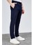 Erkek Lacivert Relaxed Fit Yandan Cepli Beli Lastikli Bağcıklı Duble Paça Jogger Pantolon BOLT-1997 3