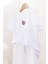 Beyaz-Kısa Kollu Nakış Detaylı Süprem Tshirt 4