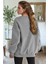 Kadın Koyu Gri Free Life Baskılı 0 Sıfır Yaka Oversize Salaş Bol Kesim Polar Sweatshirt 3