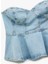 Yeni Sezon Kalp Yaka Volanlı Kolsuz Pamuklu Dar Kesim Denim Bluz 5