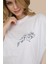 Beyaz Bisiklet Yaka Özel Tasarım Ejderha Nakış Desenli Oversize T-Shirt 3