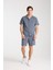 %100 Pamuk Erkek Keten Kombin – Slim Fit Gömlek ve Şort Takım | 1