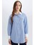Yeni Sezon Relax Fit Çizgili Poplin Uzun Kollu Gömlek Tunik 1