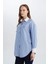 Yeni Sezon Relax Fit Çizgili Poplin Uzun Kollu Gömlek Tunik 3