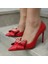 Kurdela ve Taş Detaylı Kırmızı Stiletto 2
