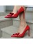 Kurdela ve Taş Detaylı Kırmızı Stiletto 3
