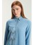 Gizli Düğme Detaylı Pullu Uzun Denim Tunik 4
