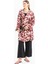 Bordo-Taş-Kruvaze Yaka Desenli Kuşaklı Kimono 1