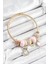 Çelik Pembe Zirkon Taşlı Ayıcık ve Kalp Model Gold Renk Charm Bileklik 1