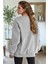 Kadın Gri Limited Baskılı 0 Sıfır Yaka Oversize Salaş Bol Kesim Polar Sweatshirt 3