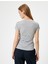 Yeni Sezon Kolej Tişört Baskılı Kruvaze Yaka Büzgü Detaylı Slim Fit Viskon Karışımlı 4