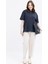 Indigo-Kısa Kollu Nakış Detaylı T-Shirt 1