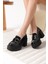 Felice Premium Siyah Rugan Gümüş Tokalı Kadın Loafer 5