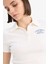 Yeni Sezon Coool Fitted Baskılı Ribana Kısa Kollu Polo Beyaz Tişört 4