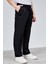 Erkek Siyah Çift Pileli Rahat Kesim Beli Lastikli Bol Paça Baggy Pantolon ALBERT-1988 4
