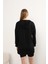 Basic Uzun Fermuarlı Kapüşonlu Modest Siyah Likralı Cepli Sweatshirt Tesettür Tunik 5