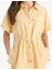 Kadın Sarı Kısa Kollu Beli Büzgülü Gömlek Elbise – Hafif Yazlık Dokulu Kumaşlı Şık Tasarım 1
