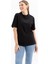 Siyah-Kısa Kollu Nakış Detaylı T-Shirt 1