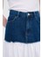 Denim Poplin Garnili Etek Mavi 12743550001 4