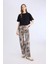 Yeni Sezon Straight Fit Gabardin Palazzo Pantolon Yüksek Bel Yılan Desenli Uzun Boy 5