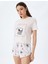 Yeni Sezon Pamuklu Lisanslı Snoopy Baskılı Kısa Kollu Şortlu Pijama Takımı 2